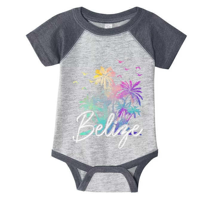 Belize Beach Vintage Palm Trees Vacation Infant Baby Jersey Bodysuit