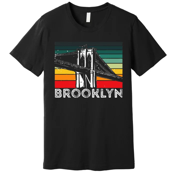 Brooklyn Bridge Vintage New York City Souvenir Ny Usa Premium T-Shirt