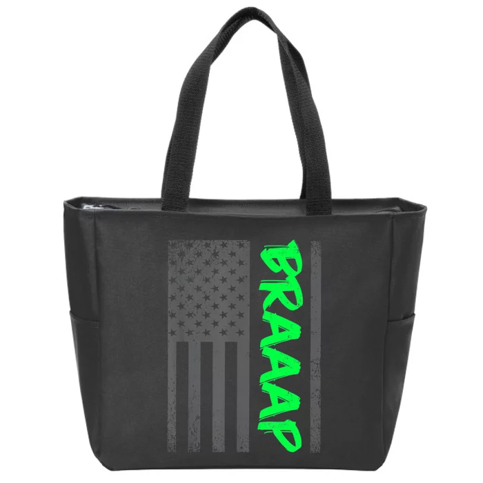 Brap Braap-Braaap Vintage USA Flag Dirt Bike Jet Ski ATV Zip Tote Bag