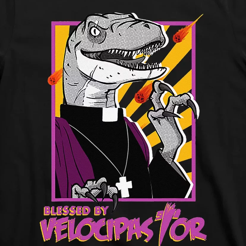 Bless By Velocipastor Cool Dinosaur Parish Priest T-Shirt