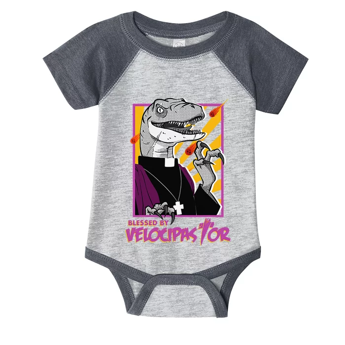 Bless By Velocipastor Cool Dinosaur Parish Priest Infant Baby Jersey Bodysuit