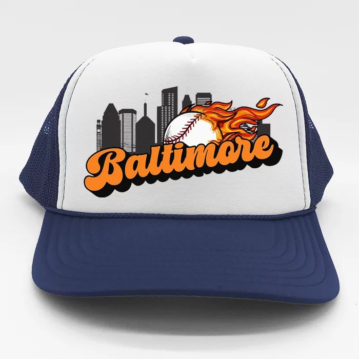 Baltimore Baseball Vintage City Skyline Trucker Hat