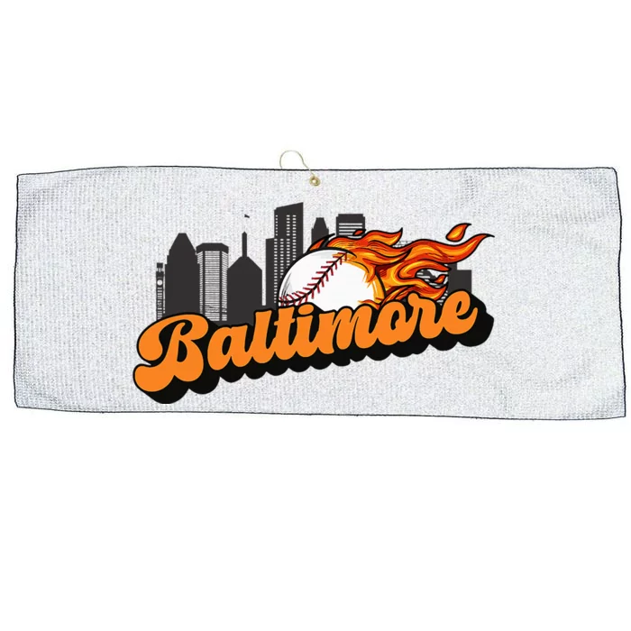 Baltimore Baseball Vintage City Skyline Large Microfiber Waffle Golf Towel