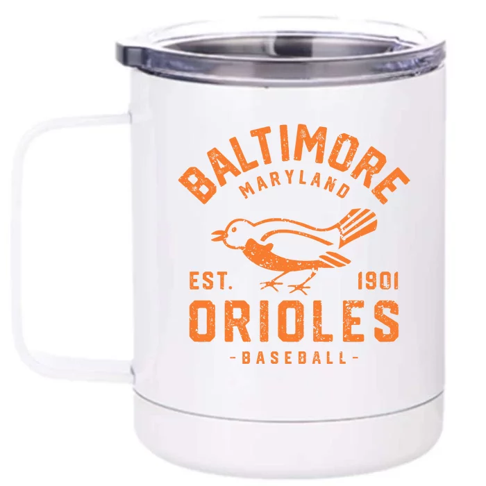 Batimore Baseball Vintage Front & Back 12oz Stainless Steel Tumbler Cup