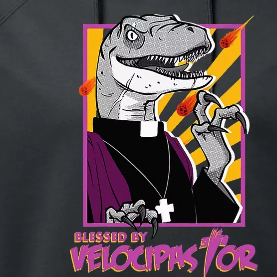 Bless By Velocipastor Cool Dinosaur Parish Priest Performance Fleece Hoodie