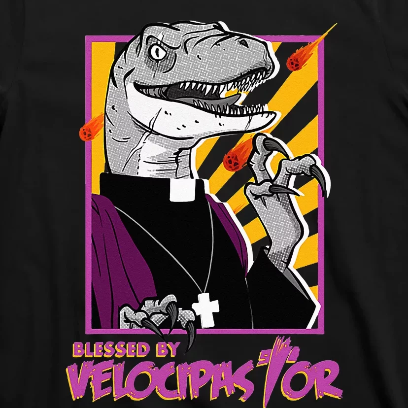 Bless By Velocipastor Cool Dinosaur Parish Priest T-Shirt