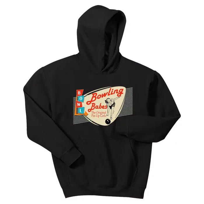 Bowling Babes Vintage Retro Matching Bowling Team Kids Hoodie