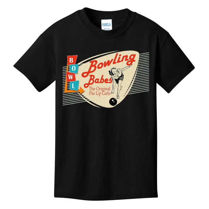 Bowling Babes Vintage Retro Matching Bowling Team Kids T-Shirt