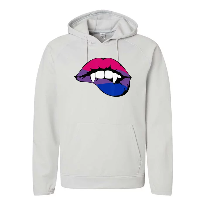 Bisexual Bi Vampire Lips Fangs Costume Easy Halloween Gifts Performance Fleece Hoodie