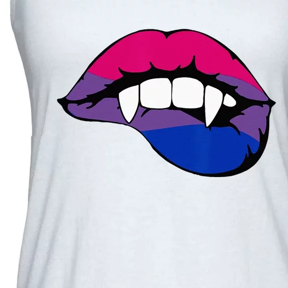 Bisexual Bi Vampire Lips Fangs Costume Easy Halloween Gifts Ladies Essential Flowy Tank