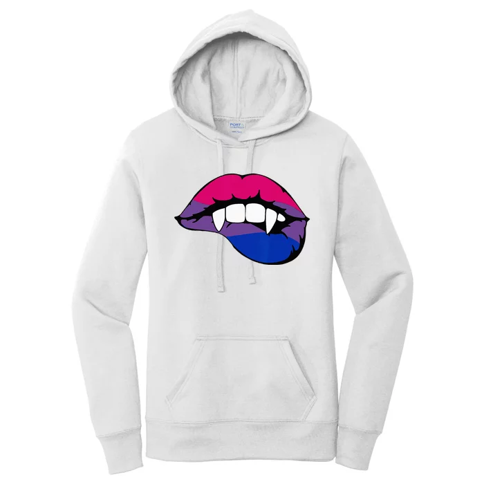 Bisexual Bi Vampire Lips Fangs Costume Easy Halloween Gifts Women's Pullover Hoodie