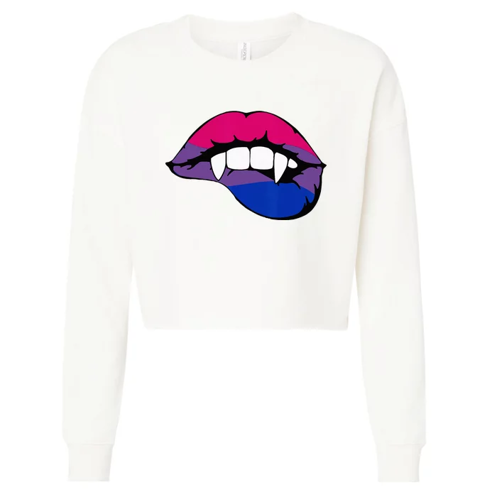 Bisexual Bi Vampire Lips Fangs Costume Easy Halloween Gifts Cropped Pullover Crew