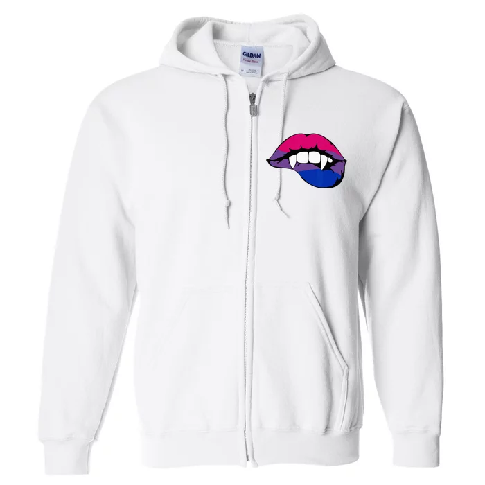 Bisexual Bi Vampire Lips Fangs Costume Easy Halloween Gifts Full Zip Hoodie