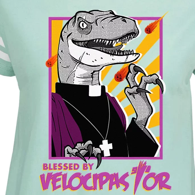 Bless By Velocipastor Cool Dinosaur Parish Priest Enza Ladies Jersey Football T-Shirt