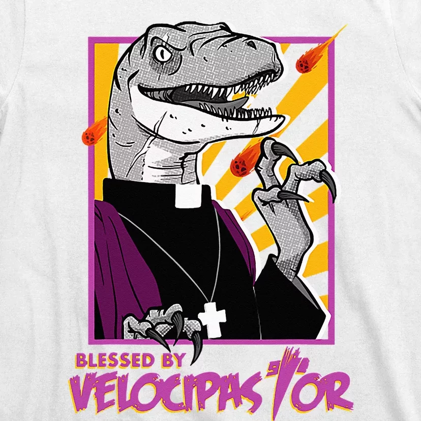 Bless By Velocipastor Cool Dinosaur Parish Priest T-Shirt