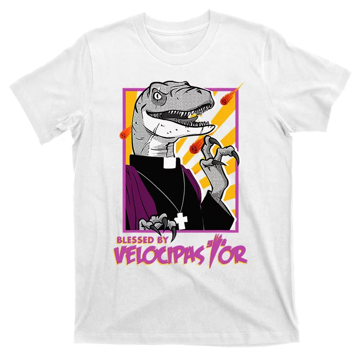 Bless By Velocipastor Cool Dinosaur Parish Priest T-Shirt