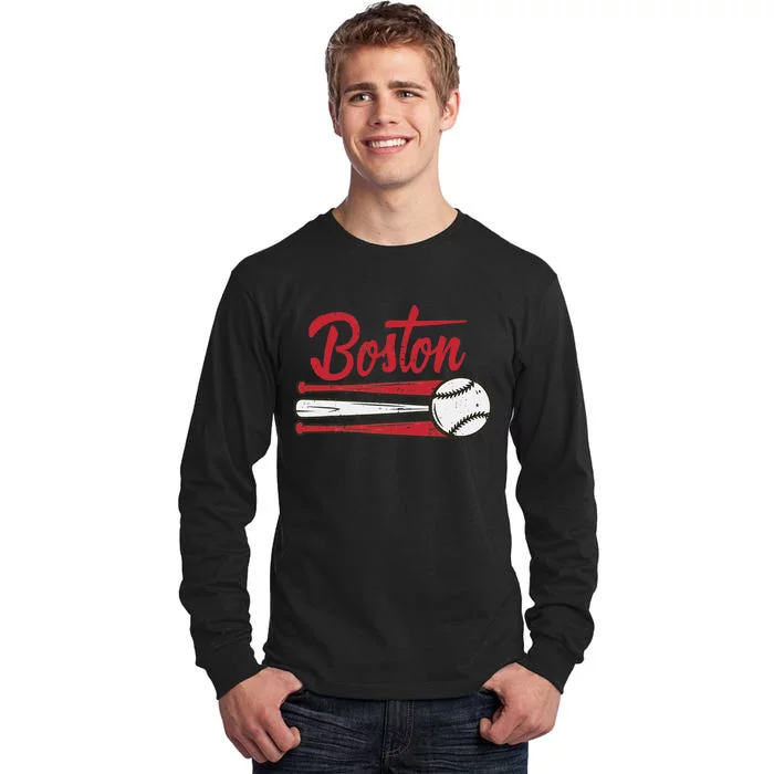 Boston Baseball Vintage Distressed Met At Gameday Tall Long Sleeve T-Shirt