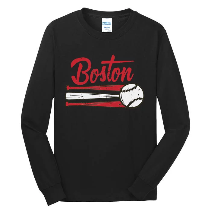 Boston Baseball Vintage Distressed Met At Gameday Tall Long Sleeve T-Shirt