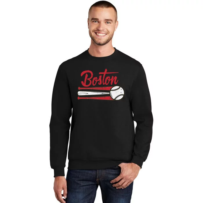 Boston Baseball Vintage Distressed Met At Gameday Tall Sweatshirt