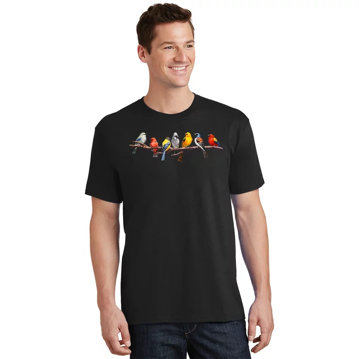 Backyard Bird Watching Watcher Birder Songbirds On A Branch T-Shirt