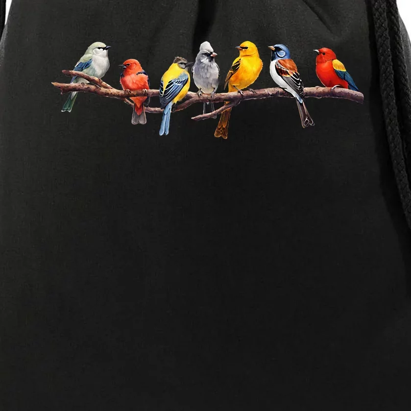 Backyard Bird Watching Watcher Birder Songbirds On A Branch Drawstring Bag