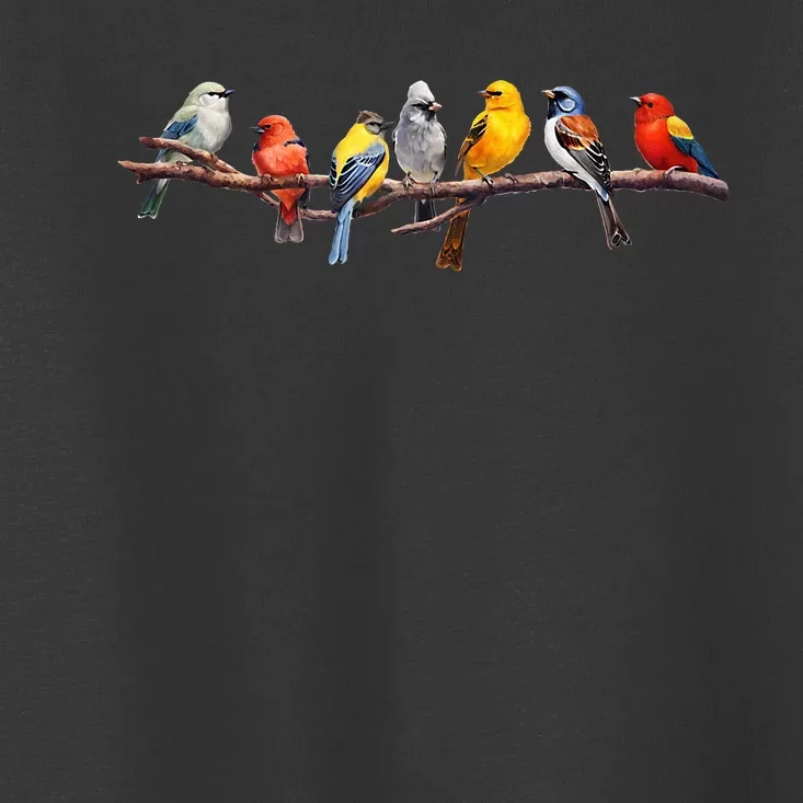 Backyard Bird Watching Watcher Birder Songbirds On A Branch Toddler T-Shirt