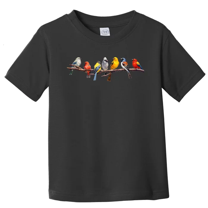 Backyard Bird Watching Watcher Birder Songbirds On A Branch Toddler T-Shirt