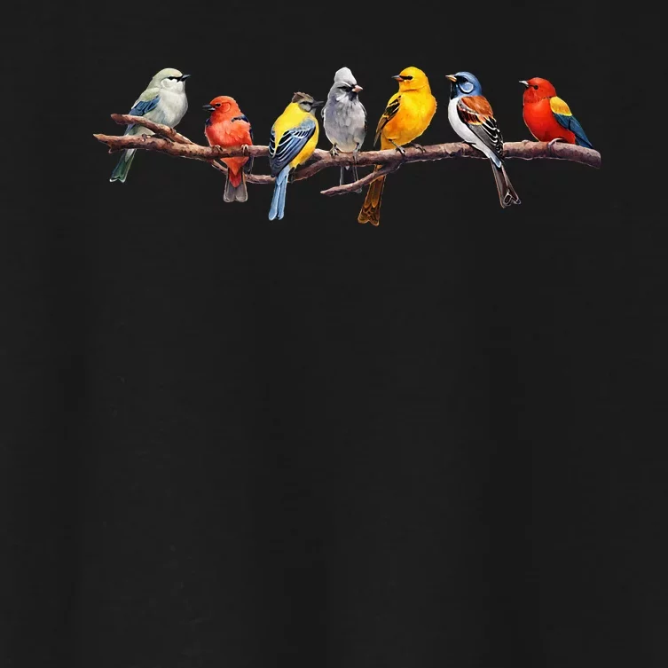 Backyard Bird Watching Watcher Birder Songbirds On A Branch Women's Crop Top Tee