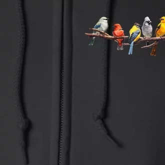 Backyard Bird Watching Watcher Birder Songbirds On A Branch Full Zip Hoodie