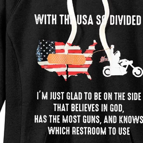 Bigfoot Biker With The Usa So Divided Women's Fleece Hoodie