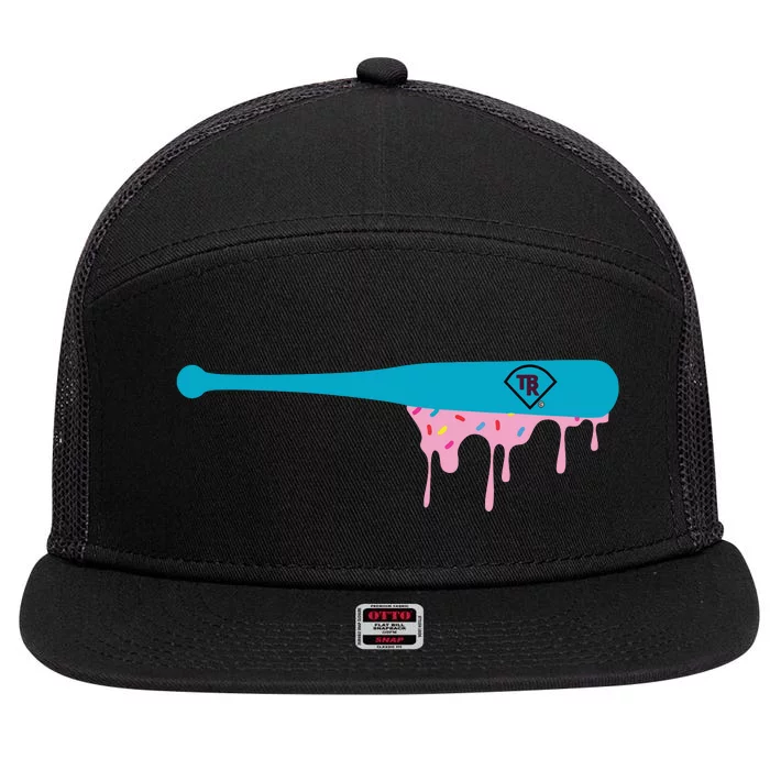 Baseball Bat With Sprinkles Drip 7 Panel Mesh Trucker Snapback Hat