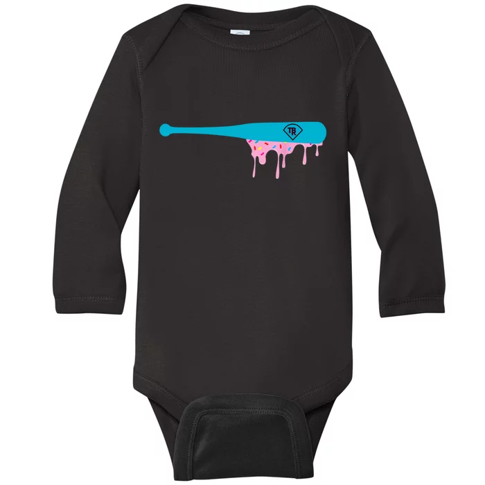 Baseball Bat With Sprinkles Drip Baby Long Sleeve Bodysuit