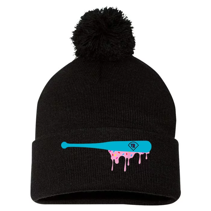 Baseball Bat With Sprinkles Drip Pom Pom 12in Knit Beanie