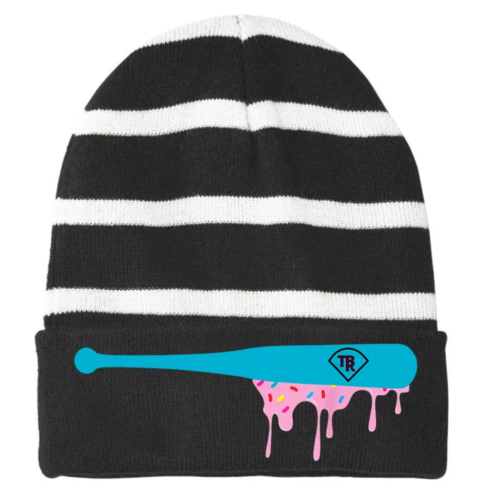 Baseball Bat With Sprinkles Drip Striped Beanie with Solid Band