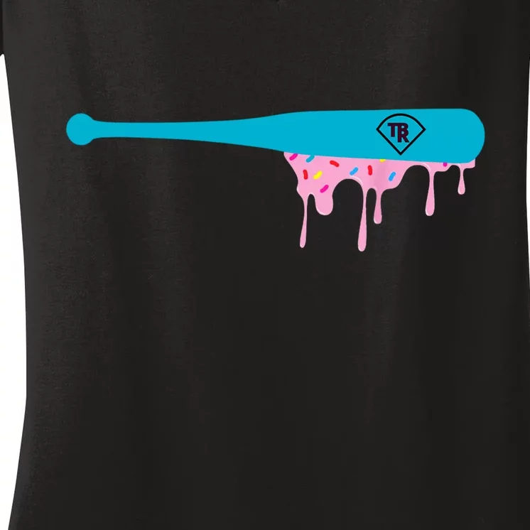 Baseball Bat With Sprinkles Drip Women's V-Neck T-Shirt