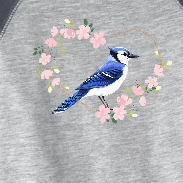 Bird Bird Watching Bird Watcher Birder Blue Jay Flower Heart Toddler Fine Jersey T-Shirt