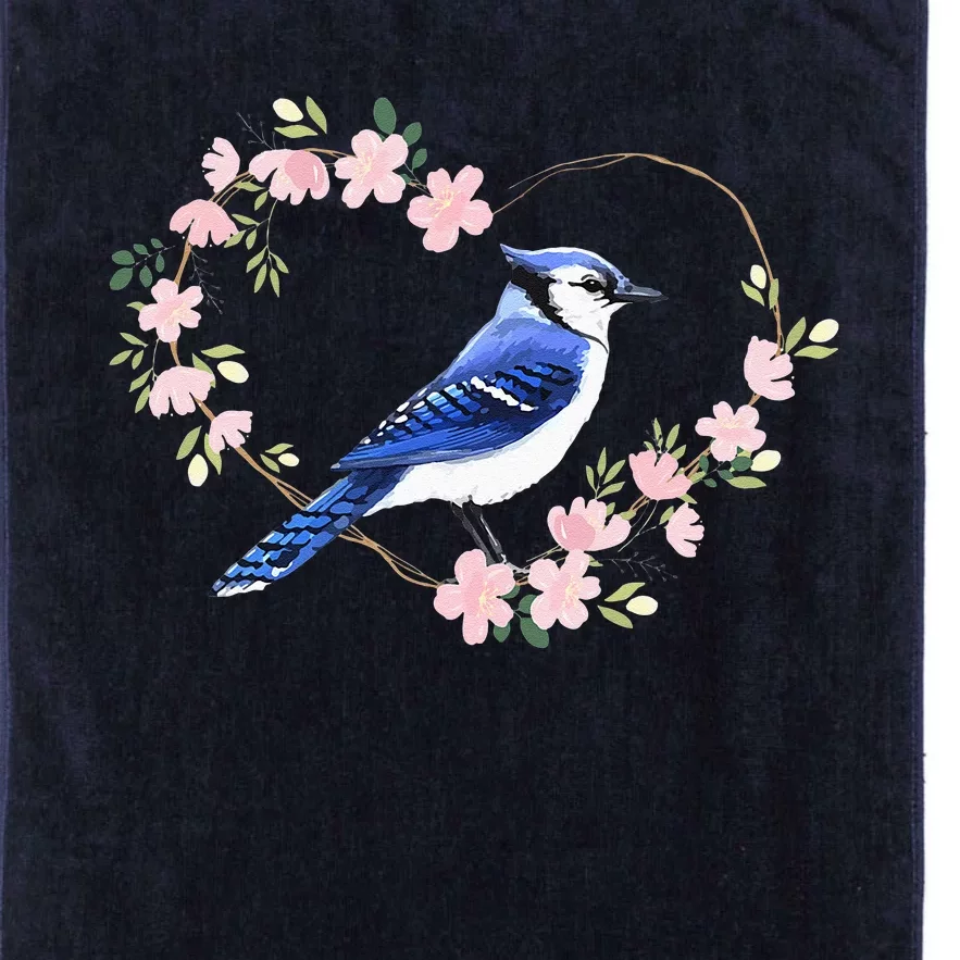 Bird Bird Watching Bird Watcher Birder Blue Jay Flower Heart Platinum Collection Golf Towel