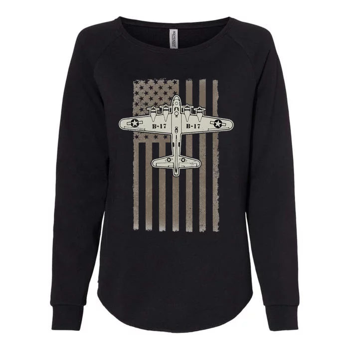 B17 Bomber WW2 Plane Aircraft USA Flag Veteran Pilot Gift Womens California Wash Sweatshirt