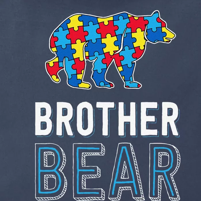 Brother Bear World Autism Awareness Day Family Puzzle Piece Zip Tote Bag