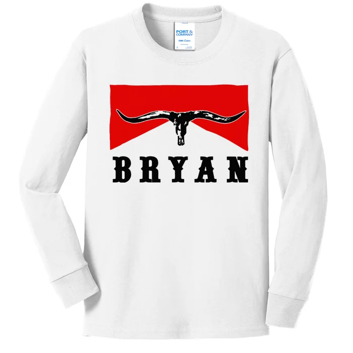 Bryan Bullhead Western Cowboy Cow Skull Kids Long Sleeve Shirt