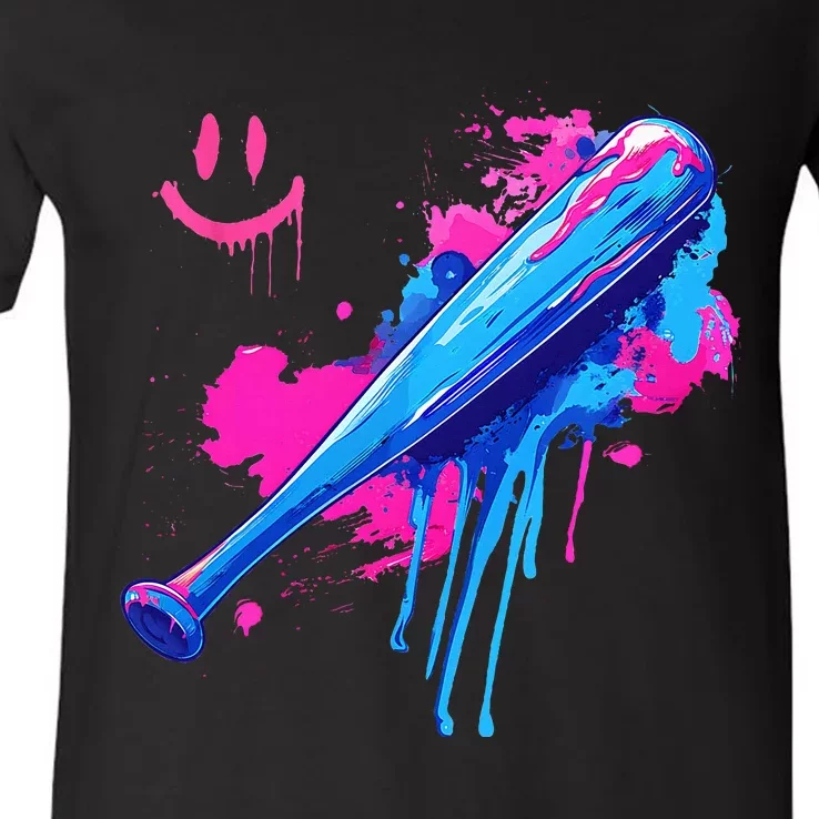 Baseball Bat With Sprinkles Drip V-Neck T-Shirt