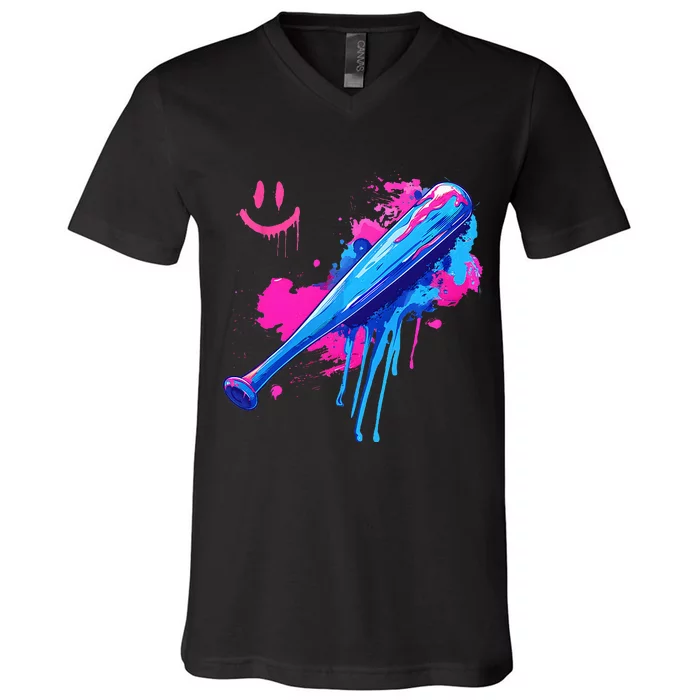 Baseball Bat With Sprinkles Drip V-Neck T-Shirt