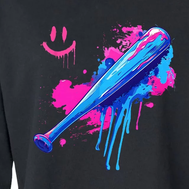 Baseball Bat With Sprinkles Drip Cropped Pullover Crew