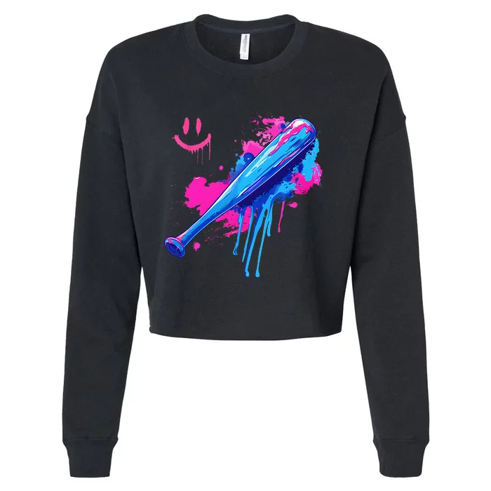 Baseball Bat With Sprinkles Drip Cropped Pullover Crew