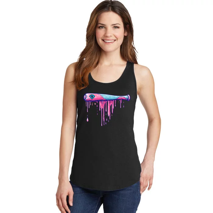 Baseball Bat With Sprinkles Drip Ladies Essential Tank