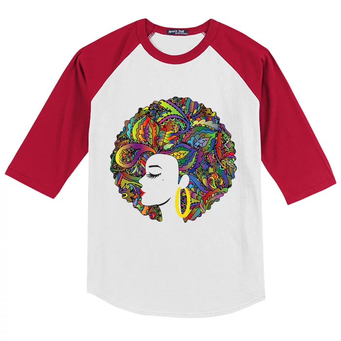 Beautiful Black Woman African American Black History Kids Colorblock Raglan Jersey