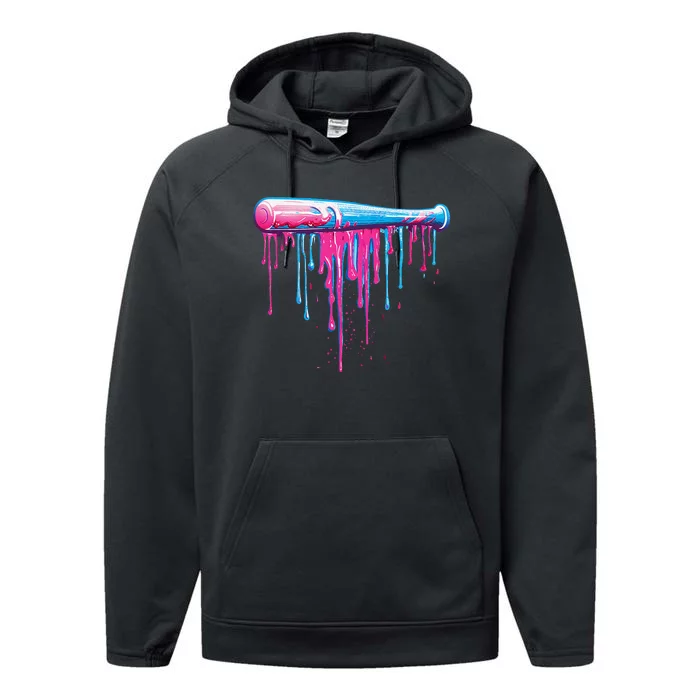 Baseball Bat With Sprinkles Drip Gift Performance Fleece Hoodie