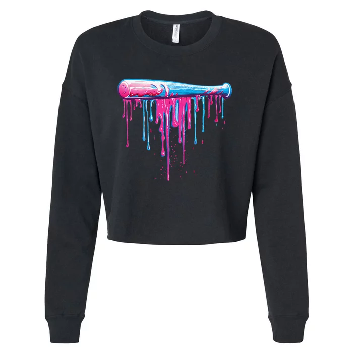 Baseball Bat With Sprinkles Drip Gift Cropped Pullover Crew