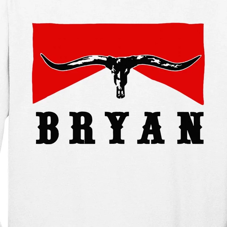 Bryan Bullhead Western Cowboy Cow Skull Tall Long Sleeve T-Shirt