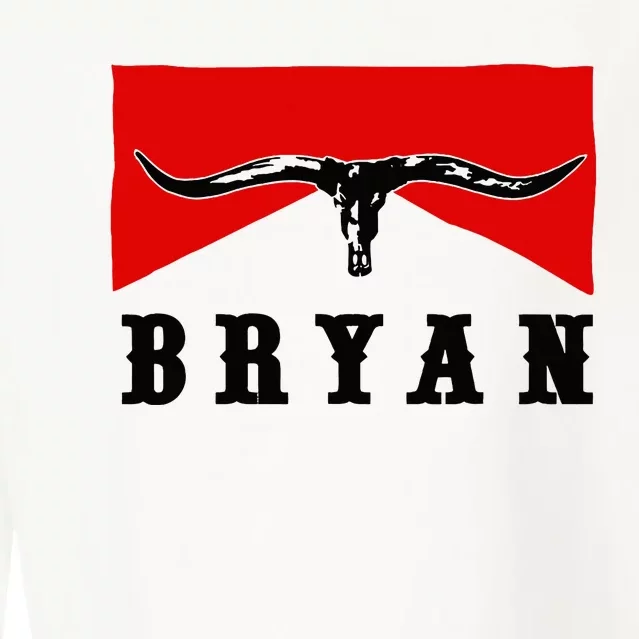 Bryan Bullhead Western Cowboy Cow Skull Cropped Pullover Crew